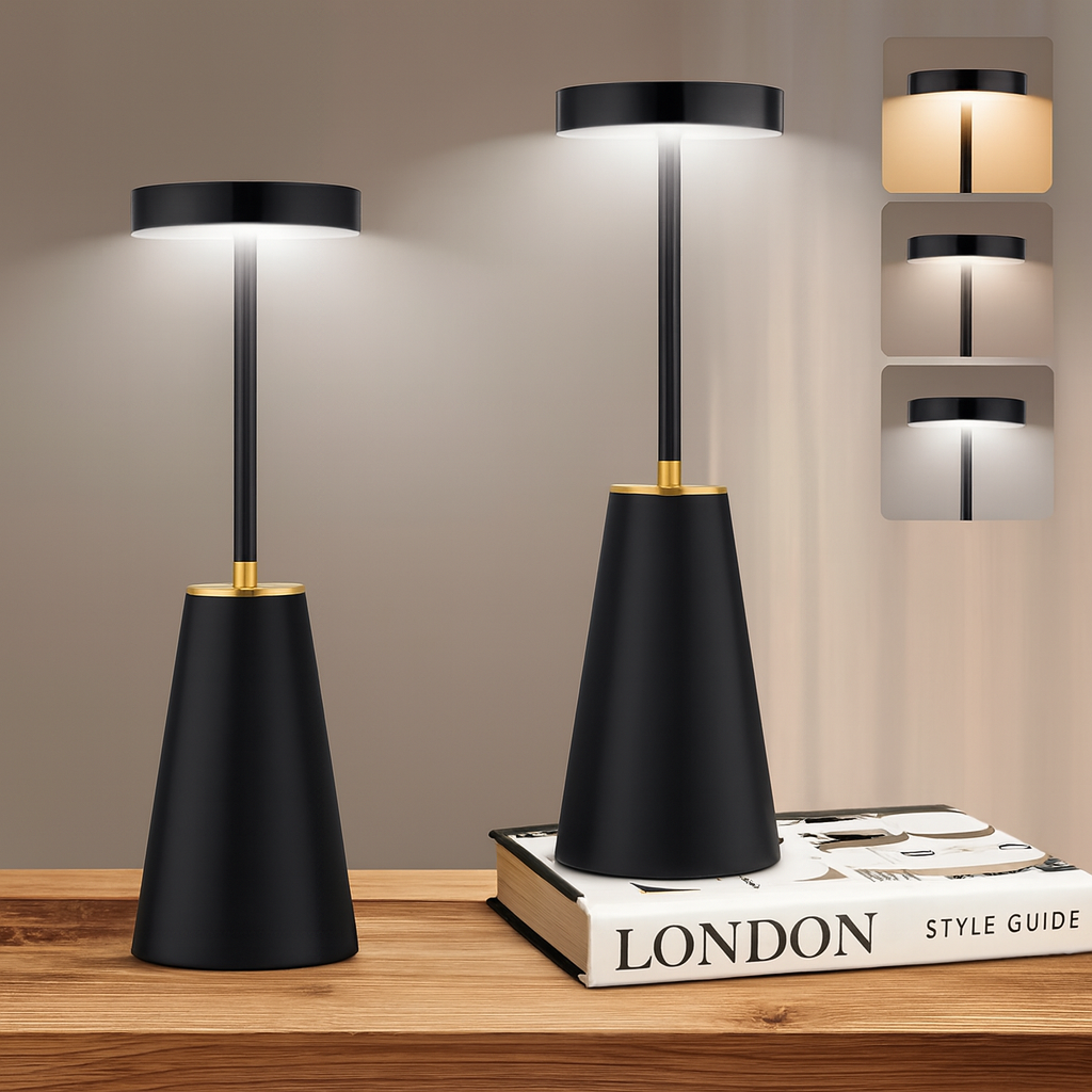 Wireless Table Lamp | Nightstand Lamp with Touch | Dimmable Lamp for Modern Ambiance | AuraLume