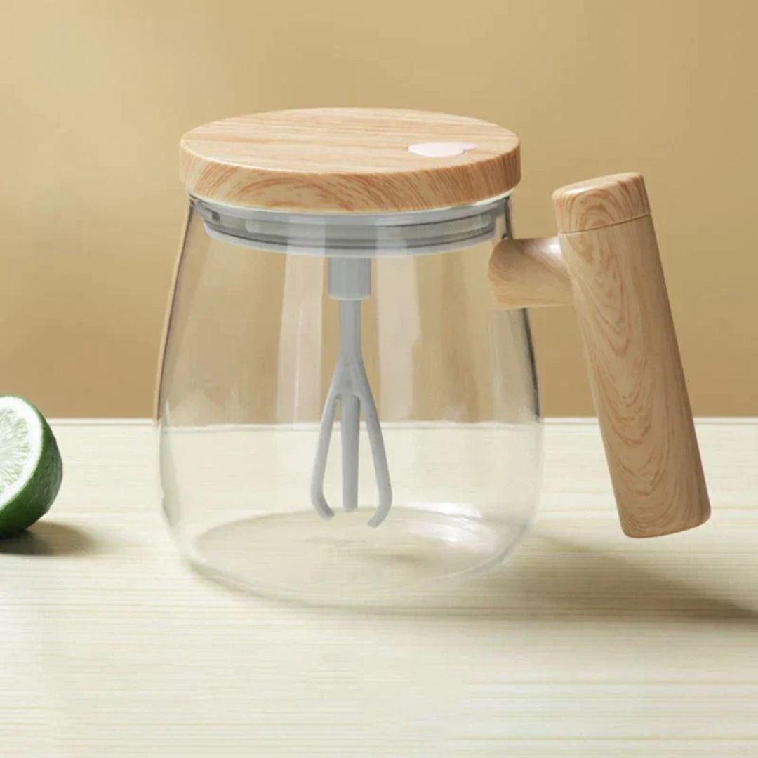 Automatic Coffee Mug | Self-Stirring Tea Mug with Wooden Handle | RuhrTasse