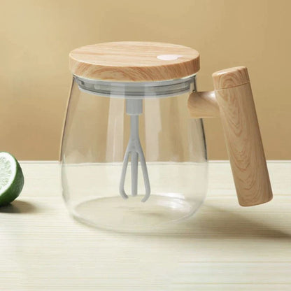 Automatic Coffee Mug | Self-Stirring Tea Mug with Wooden Handle | RuhrTasse