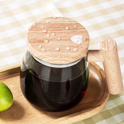 Automatic Coffee Mug | Self-Stirring Tea Mug with Wooden Handle | RuhrTasse