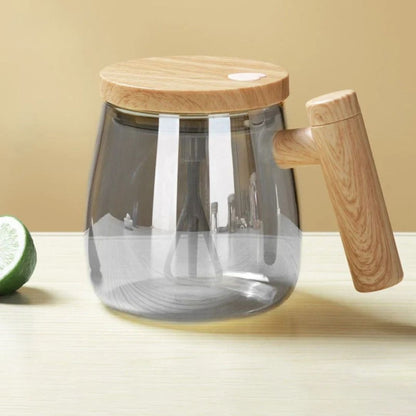 Automatische Kaffeetasse | Selbstumrührende Teetasse mit Holzgriff | RuhrTasse