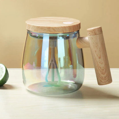 Automatic Coffee Mug | Self-Stirring Tea Mug with Wooden Handle | RuhrTasse