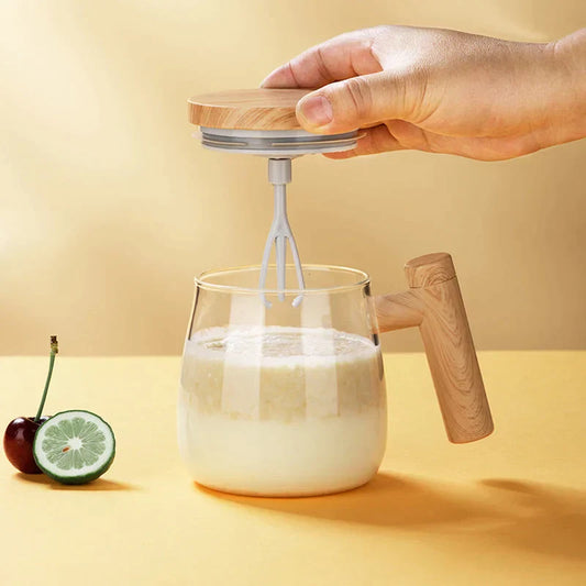 Automatic Coffee Mug | Self-Stirring Tea Mug with Wooden Handle | RuhrTasse
