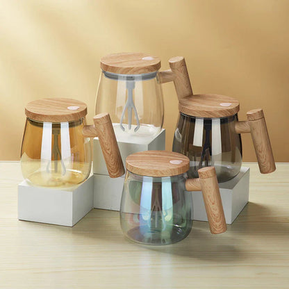 Automatic Coffee Mug | Self-Stirring Tea Mug with Wooden Handle | RuhrTasse
