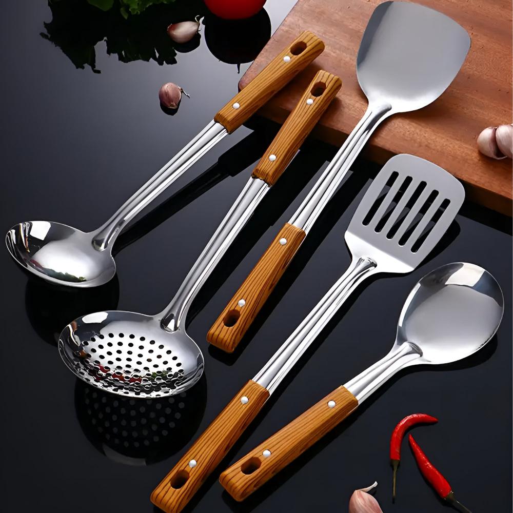 Kitchen Utensils Made of Stainless Steel & Wood | Kitchen Helper Set | Cooking Utensils | EdelKoch