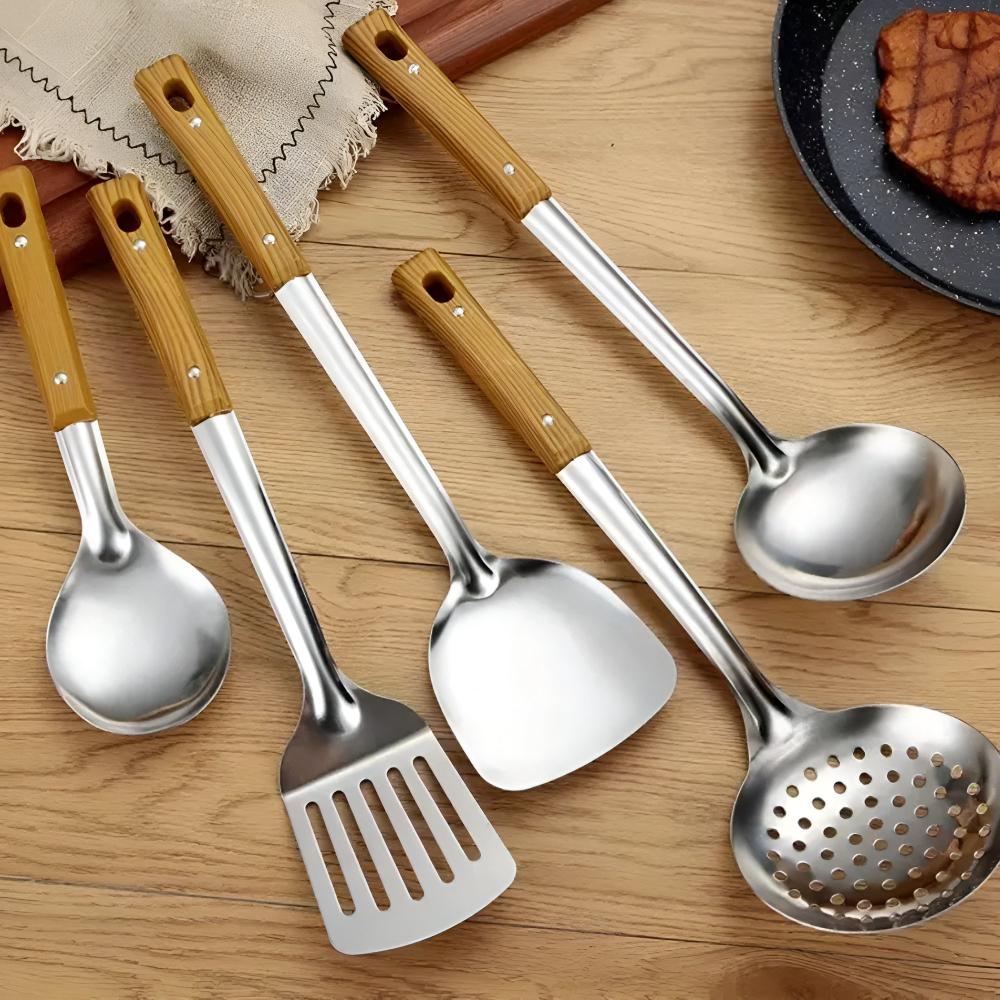 Kitchen Utensils Made of Stainless Steel & Wood | Kitchen Helper Set | Cooking Utensils | EdelKoch