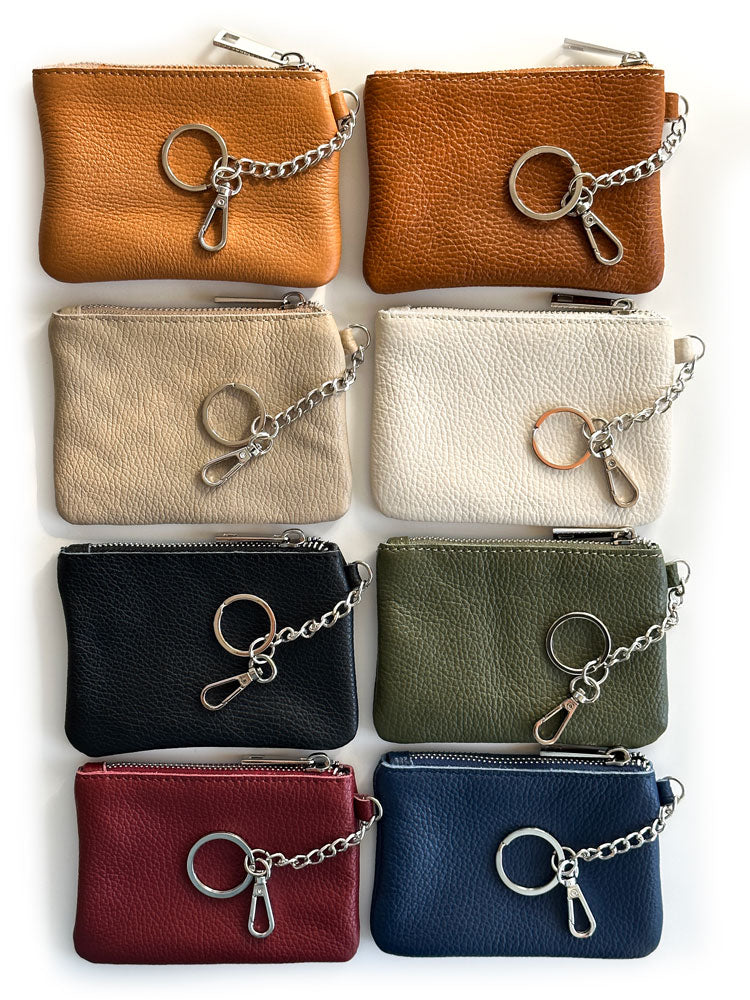 Leather Mini Wallet Keychain