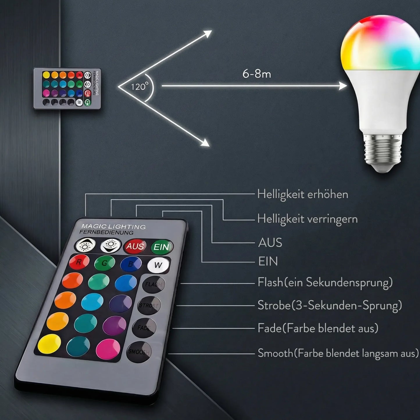 LED E27 Bulb | RGB Lamp with Remote Control | Neonix