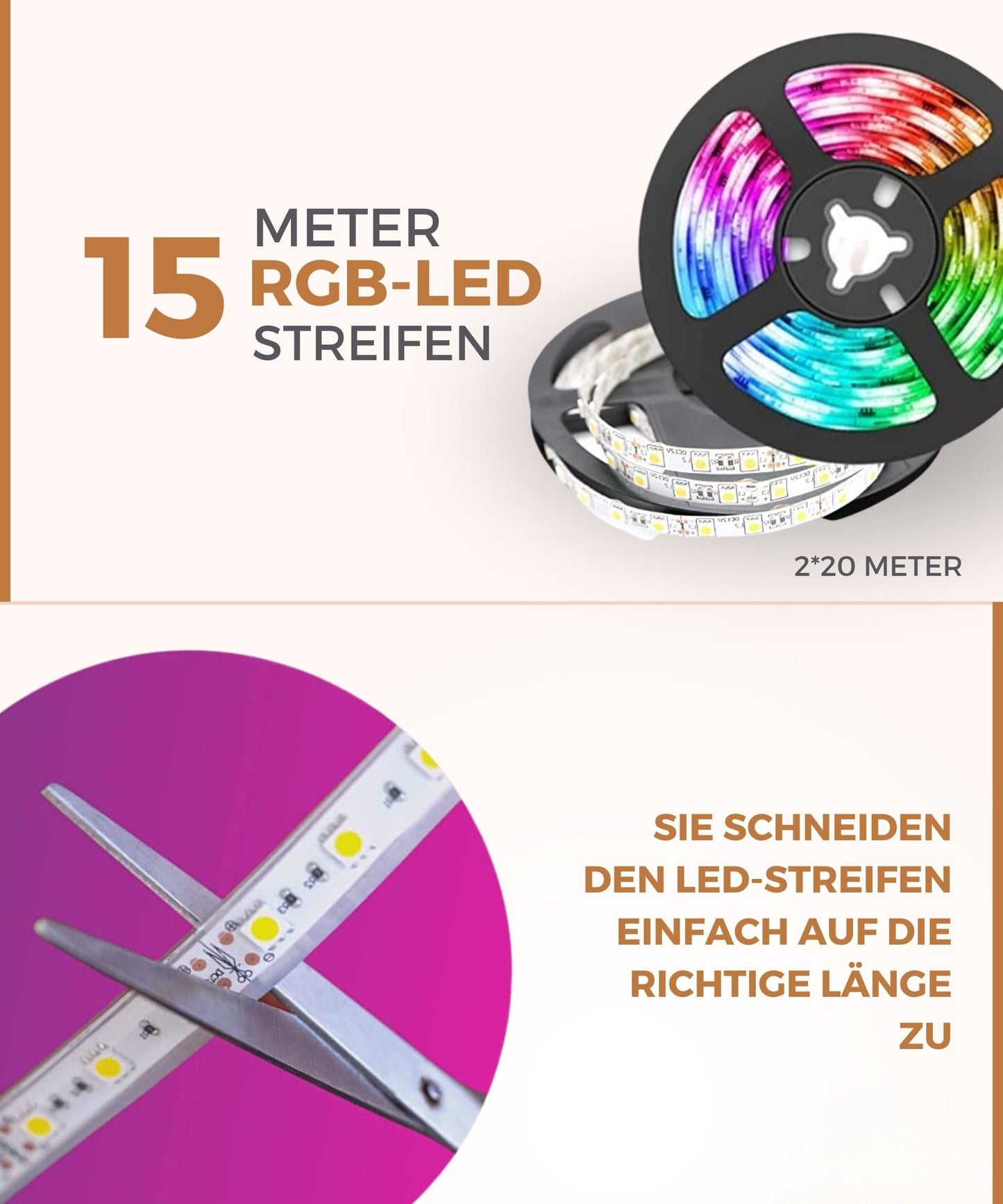 LED Strip 15 Meters | LED Strip with App & Remote Control | LED Lighting | StreifLux