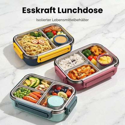Mittagessen Box | Thermosbehälter für Essen | Lunch Box mit Fächern aus Edelstahl | Wärmebehälter | Esskraft