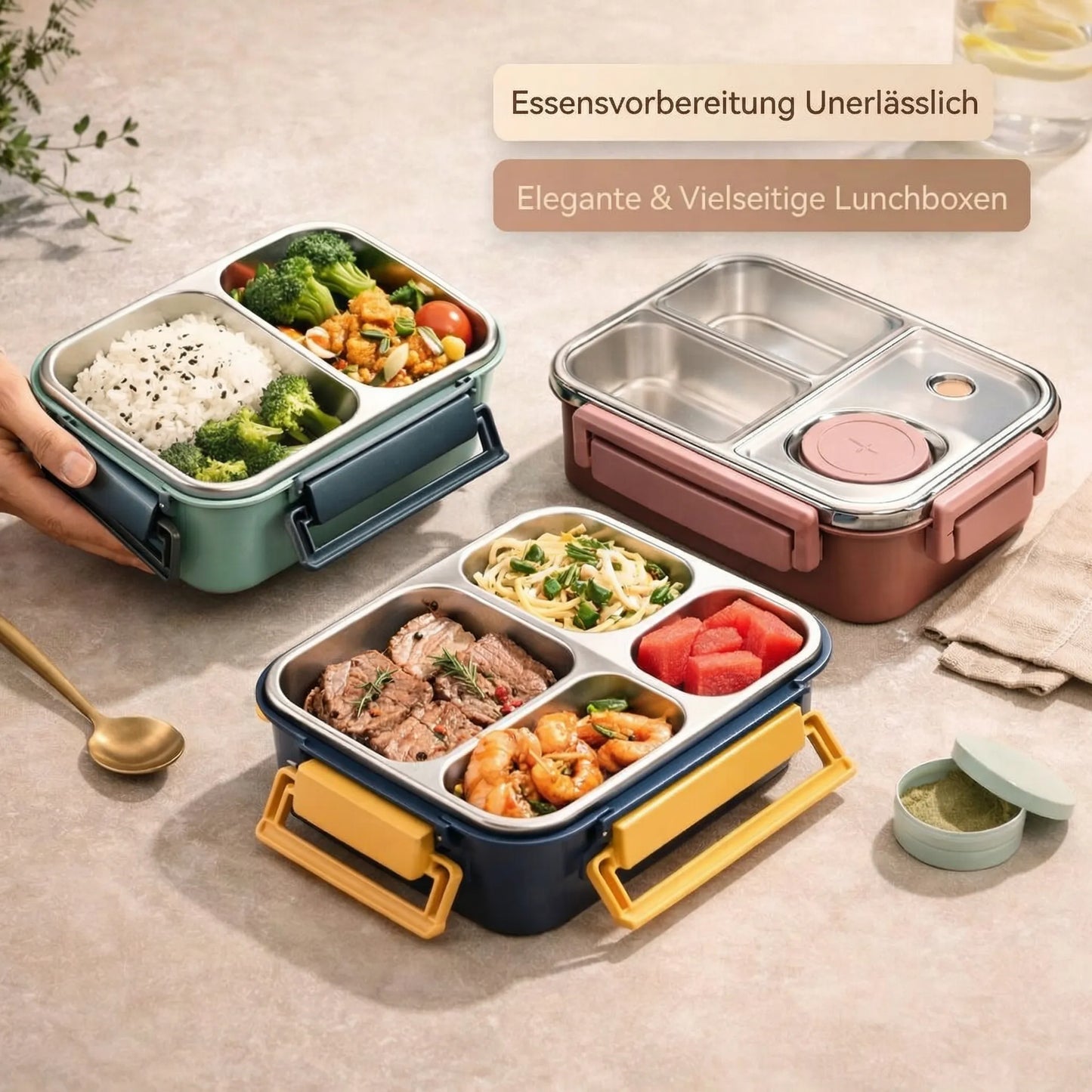 Lunch Box | Thermos Container for Food | Lunch Box with Compartments Made of Stainless Steel | Heat Container | Esskraft