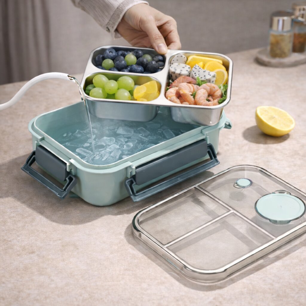 Lunch Box | Thermos Container for Food | Lunch Box with Compartments Made of Stainless Steel | Heat Container | Esskraft