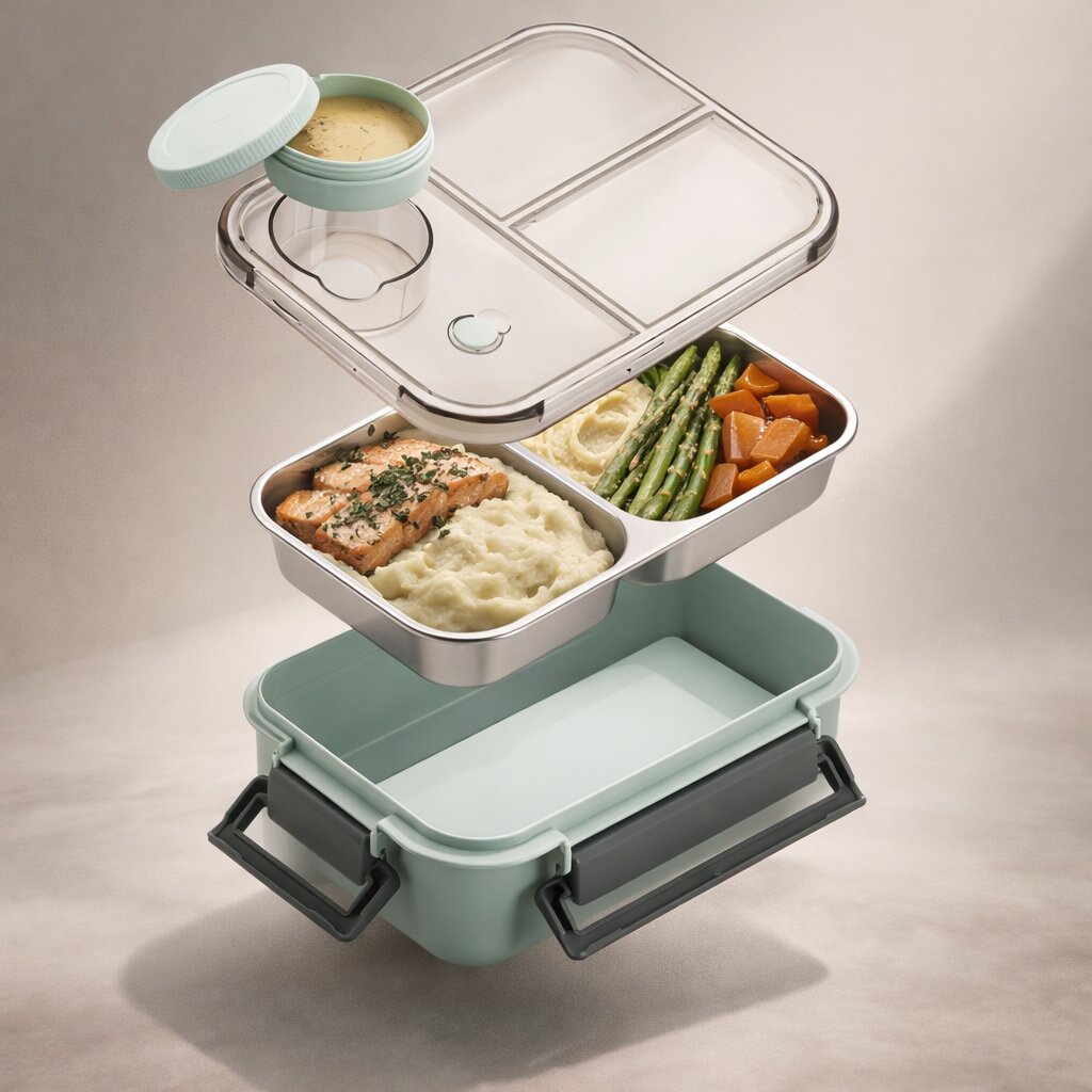 Lunch Box | Thermos Container for Food | Lunch Box with Compartments Made of Stainless Steel | Heat Container | Esskraft