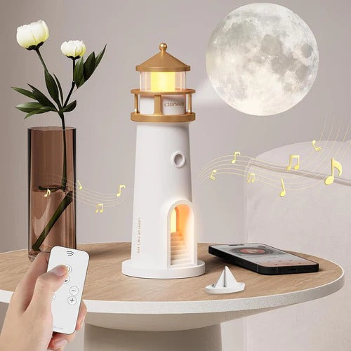 Mondlicht Projektor Lampe | Leuchtturm Nachtlicht mit Bluetooth Lautsprecher | Lunavara