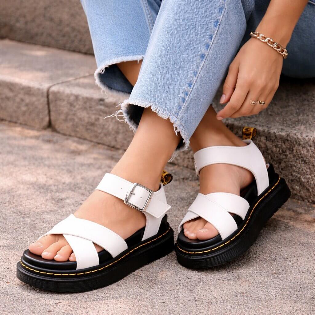 Orthopedic Platform Sandals for Women in Leather | Ravellea