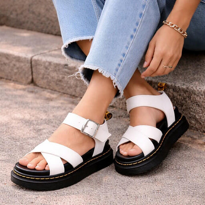 Orthopedic Platform Sandals for Women in Leather | Ravellea