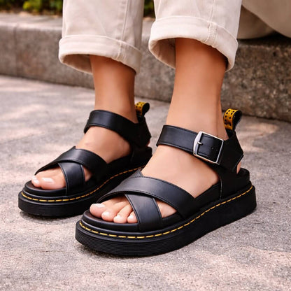 Orthopedic Platform Sandals for Women in Leather | Ravellea