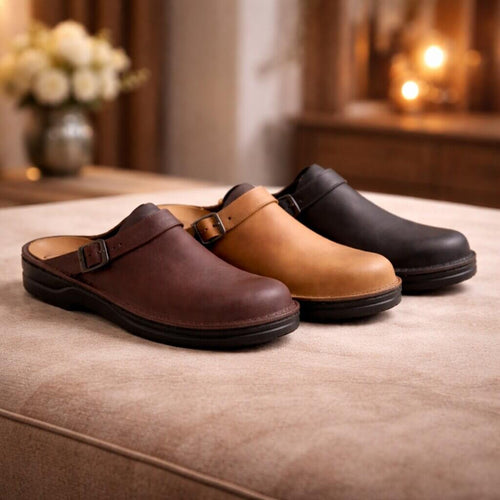 Orthopedic Slippers for Men & Women Made of Leather | Comfortable House Shoes | Solvara