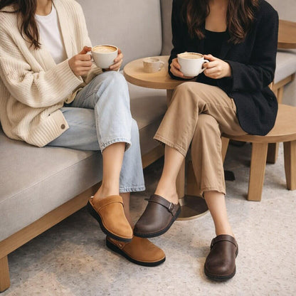 Orthopedic Slippers for Men & Women Made of Leather | Comfortable House Shoes | Solvara