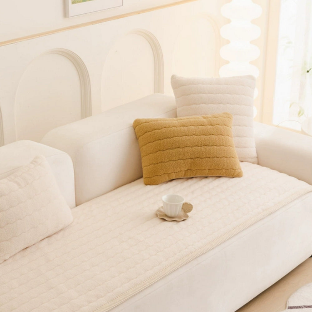 Plüsch Sofaüberwurf | Überwurf für Sofa | Sofa Decke | Sofina