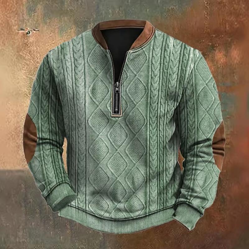 Jimmy Trendy Zipper Cable Knit Sweater