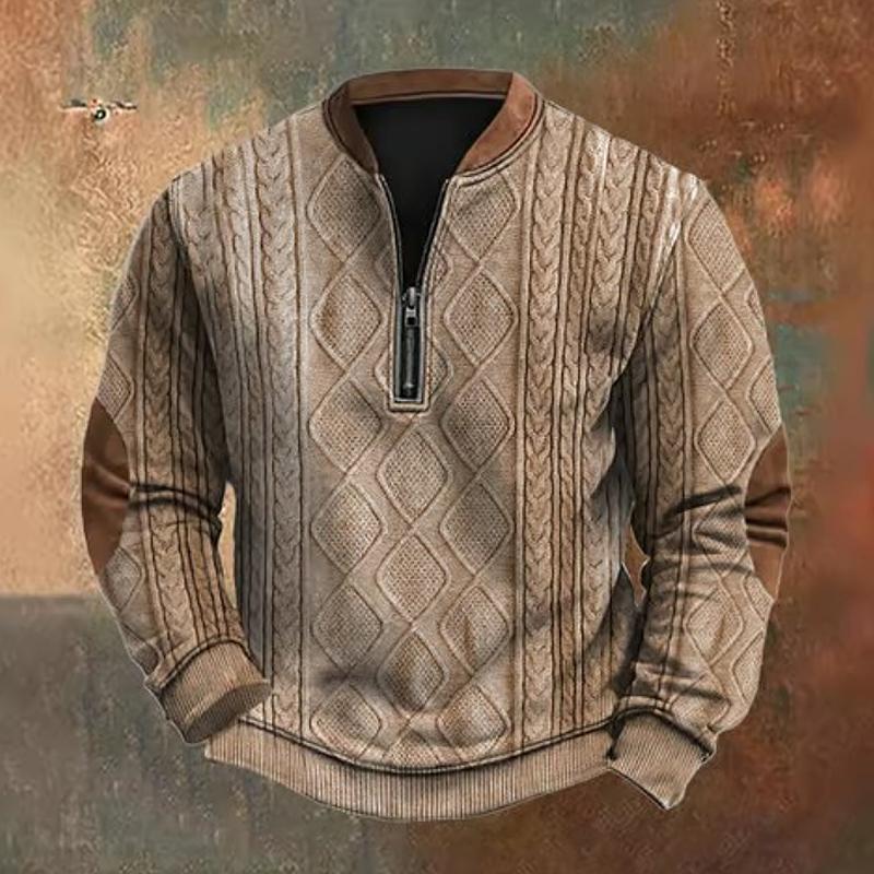 Jimmy Trendy Zipper Cable Knit Sweater