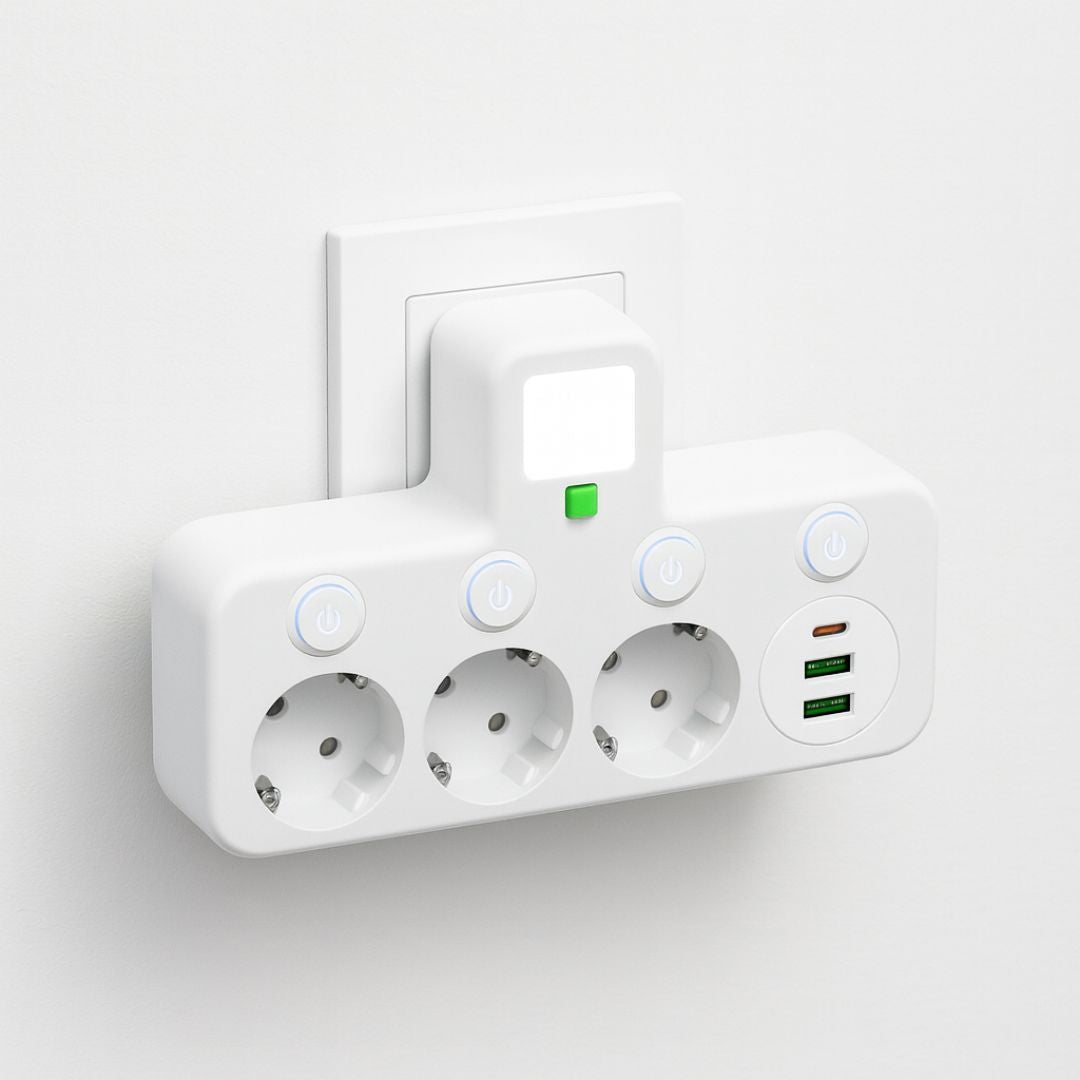 Power Strip with 3 Outlets | Multi-Socket with USB & Switch | PowerGrid