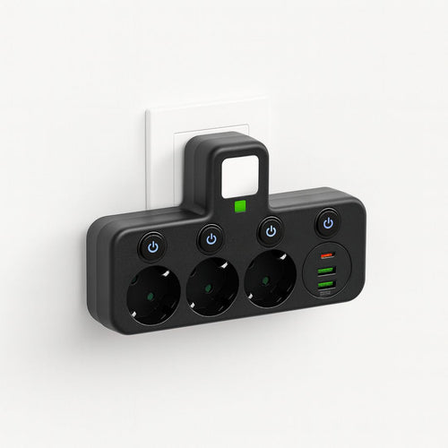 Steckdosenleiste mit 3 Anschlüssen | Mehrfachsteckdose mit USB & Schalter | PowerGrid