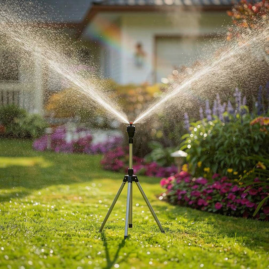 Lawn Sprinkler with Tripod | 360° Sprinkler | Garden Spray | AquaVento