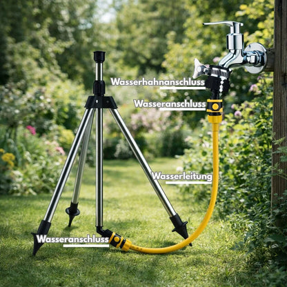 Lawn Sprinkler with Tripod | 360° Sprinkler | Garden Spray | AquaVento