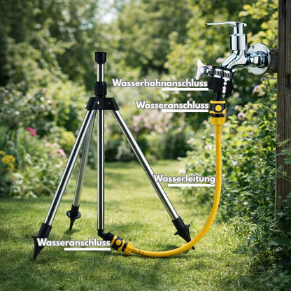 Rasensprenger mit Stativ | 360° Sprinkler | Garten Sprühgerät | AquaVento