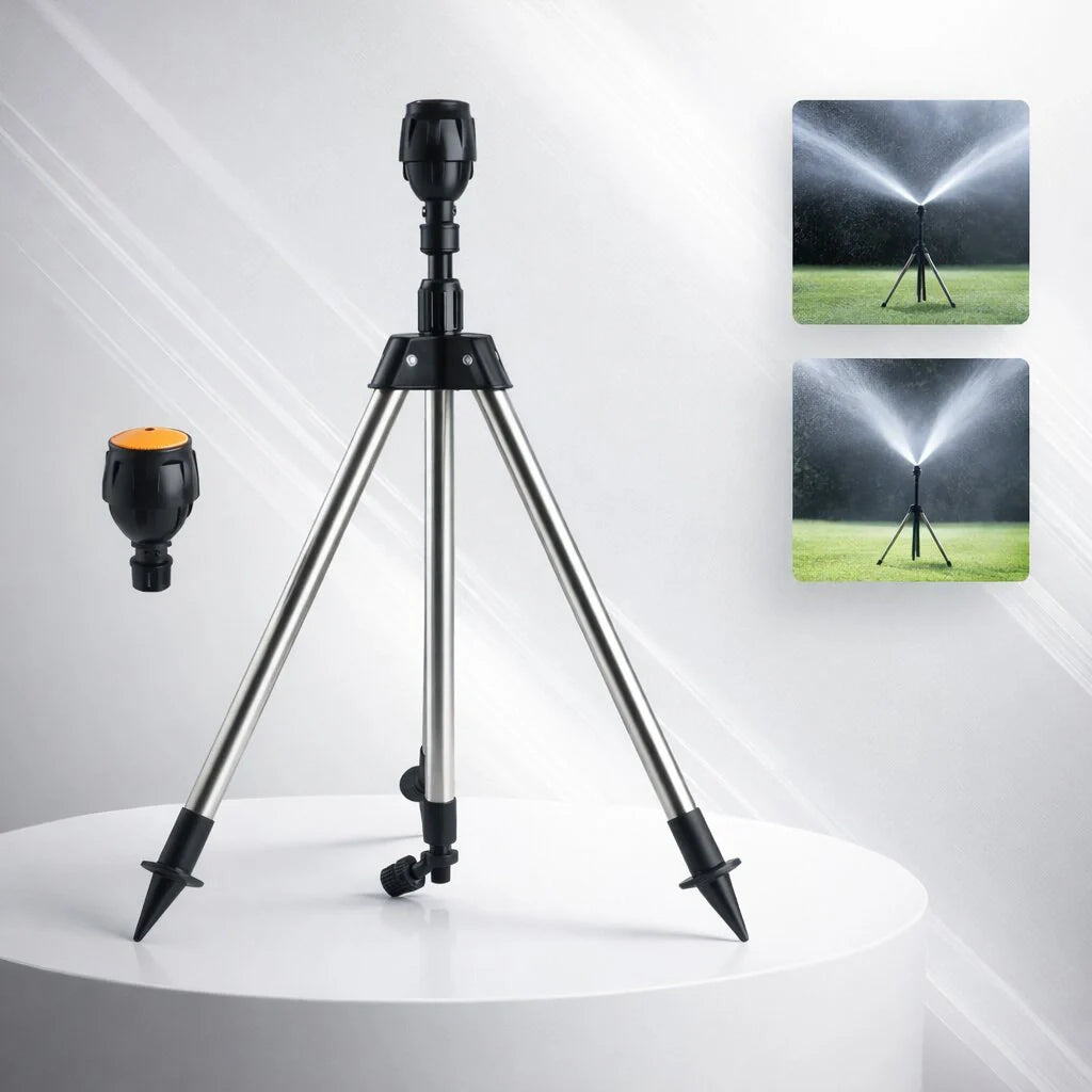 Lawn Sprinkler with Tripod | 360° Sprinkler | Garden Spray | AquaVento