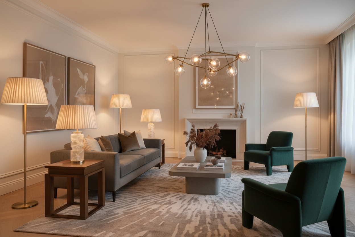 room deocrated with high qulity lamps