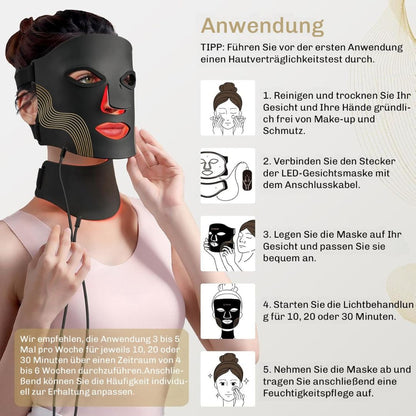Rotlichtmaske | LED-Gesichtsmaske | Lichttherapie für die Haut | SkinGlow