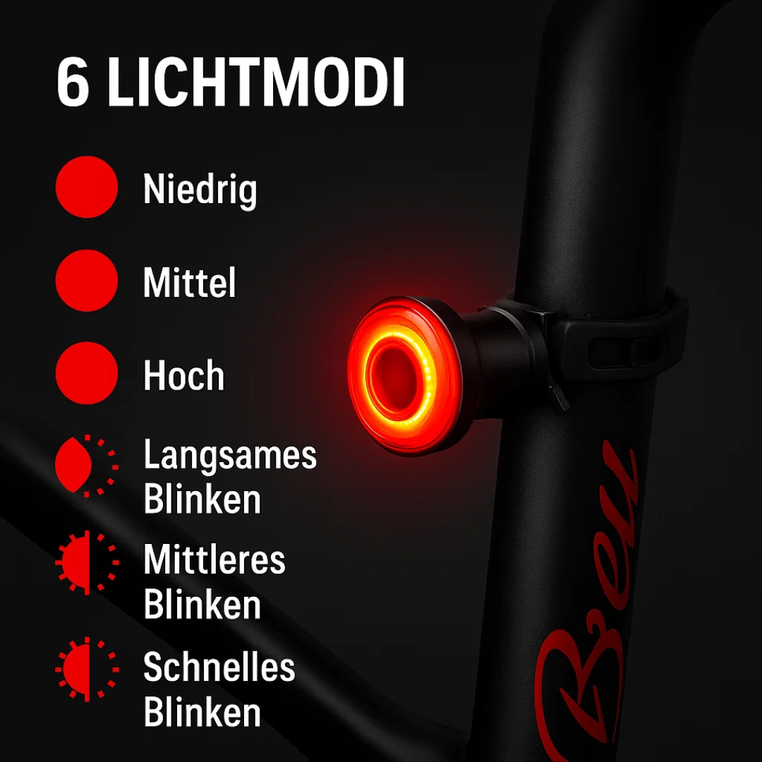 Rücklicht & Bremslicht für Fahrrad und Rennrad mit 6 Modi und Akku | Lumirad