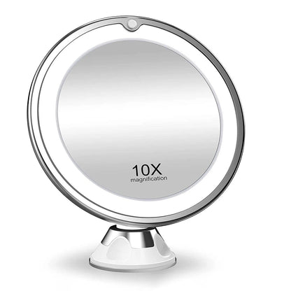 Makeup Mirror with Light and 10x Magnification | Illuminated LED Round Mirror | Kosmetix