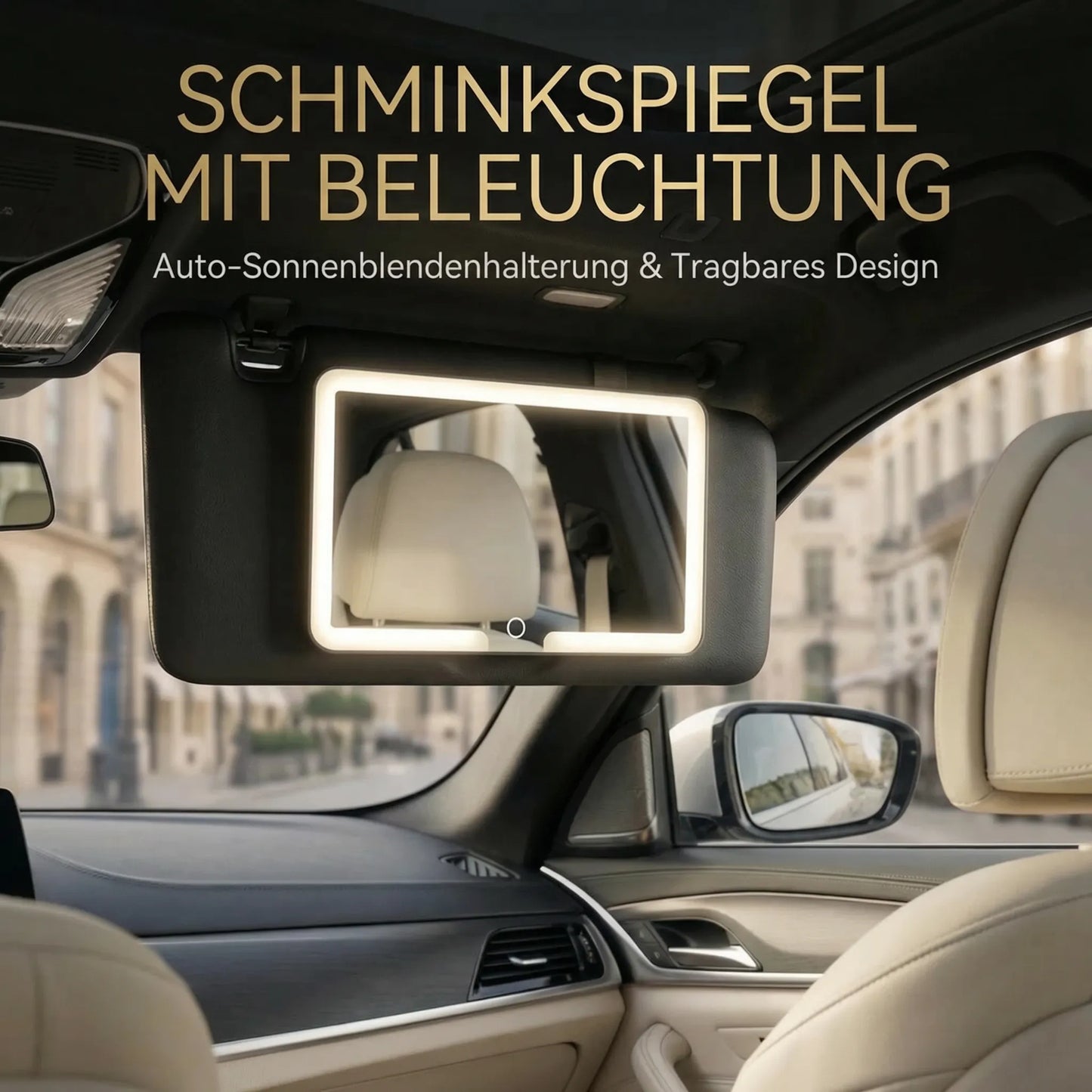 Makeup Mirror with Light for Car | Illuminated Cosmetic Mirror | GlowVisor
