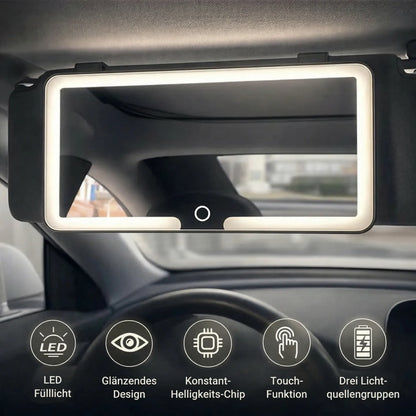 Makeup Mirror with Light for Car | Illuminated Cosmetic Mirror | GlowVisor