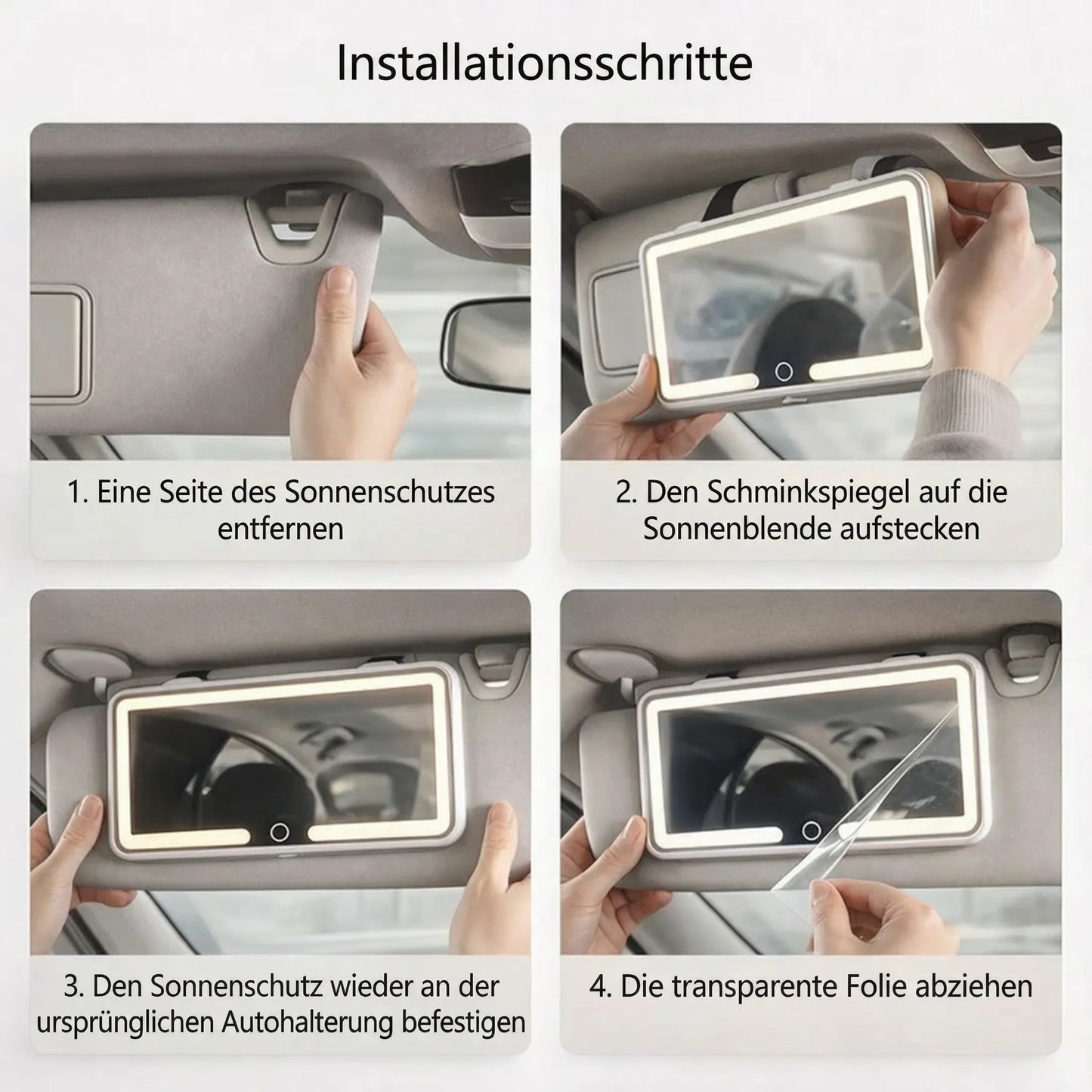 Makeup Mirror with Light for Car | Illuminated Cosmetic Mirror | GlowVisor