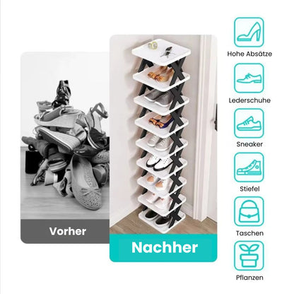 Narrow Shoe Rack | Slim Shoe Storage | Tall and Space-Saving | ShoeTower