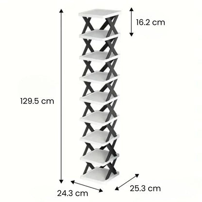 Schmaler Schuhregal | Schlanke Schuhaufbewahrung | Hoch und platzsparend | ShoeTower