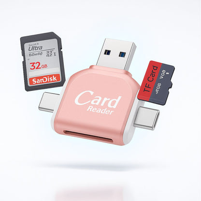 SD Card Reader with USB A, USB C, Micro USB & Lightning | Card Reader for iPhone, Android & Laptop | SD Card Adapter | FlexiLink