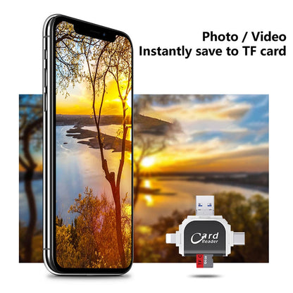 SD Card Reader with USB A, USB C, Micro USB & Lightning | Card Reader for iPhone, Android & Laptop | SD Card Adapter | FlexiLink