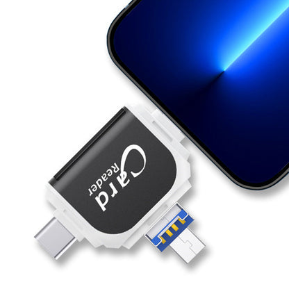 SD Card Reader with USB A, USB C, Micro USB & Lightning | Card Reader for iPhone, Android & Laptop | SD Card Adapter | FlexiLink