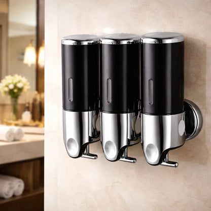 Wall-Mounted Soap Dispenser | Dish Soap Dispenser Set | Black, Silver & Transparent | SoapFlow