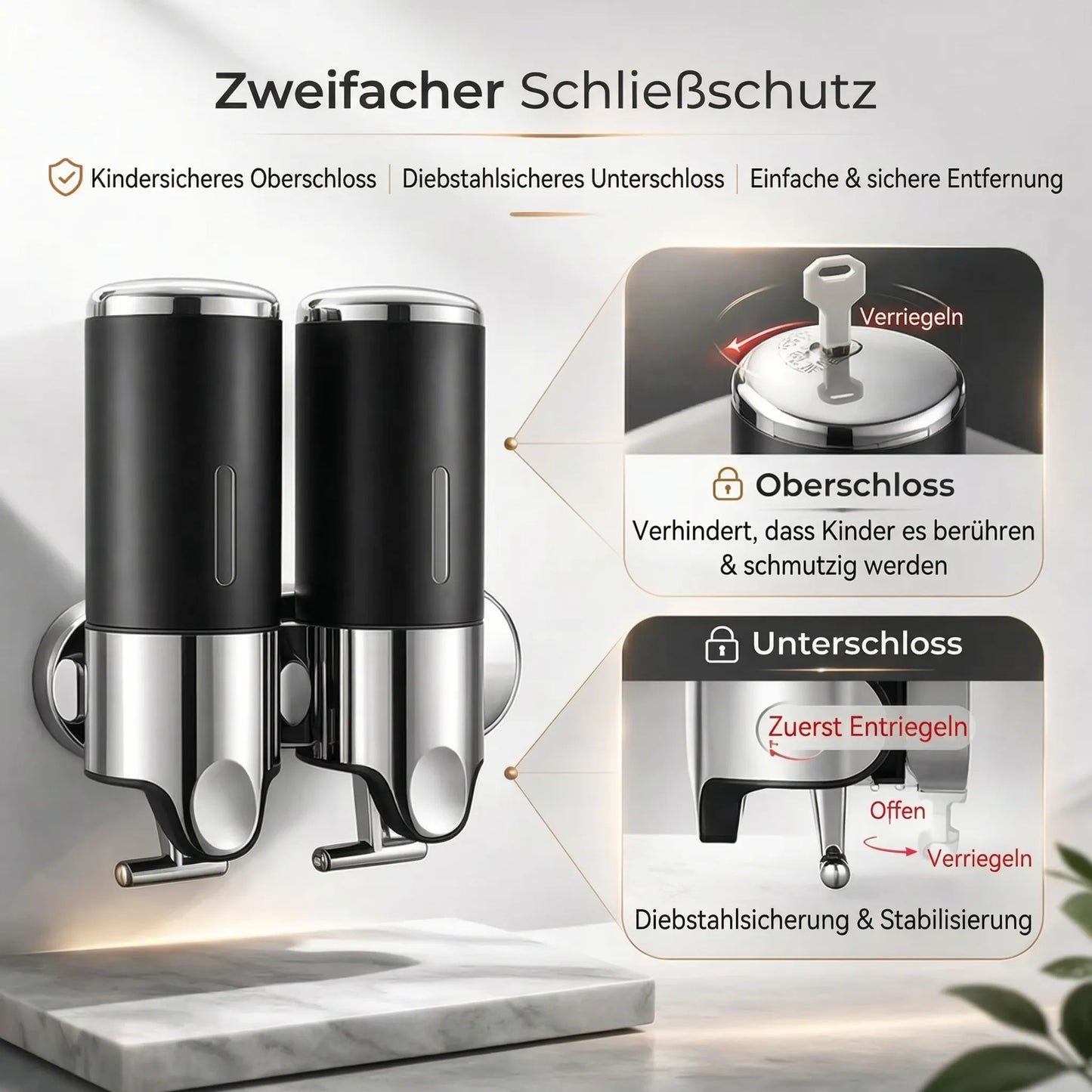 Wall-Mounted Soap Dispenser | Dish Soap Dispenser Set | Black, Silver & Transparent | SoapFlow