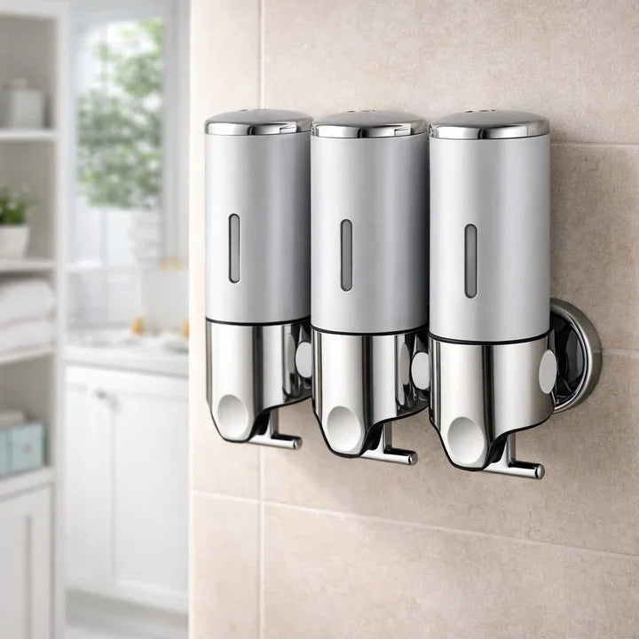 Wall-Mounted Soap Dispenser | Dish Soap Dispenser Set | Black, Silver & Transparent | SoapFlow