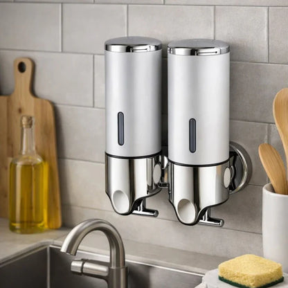 Wall-Mounted Soap Dispenser | Dish Soap Dispenser Set | Black, Silver & Transparent | SoapFlow