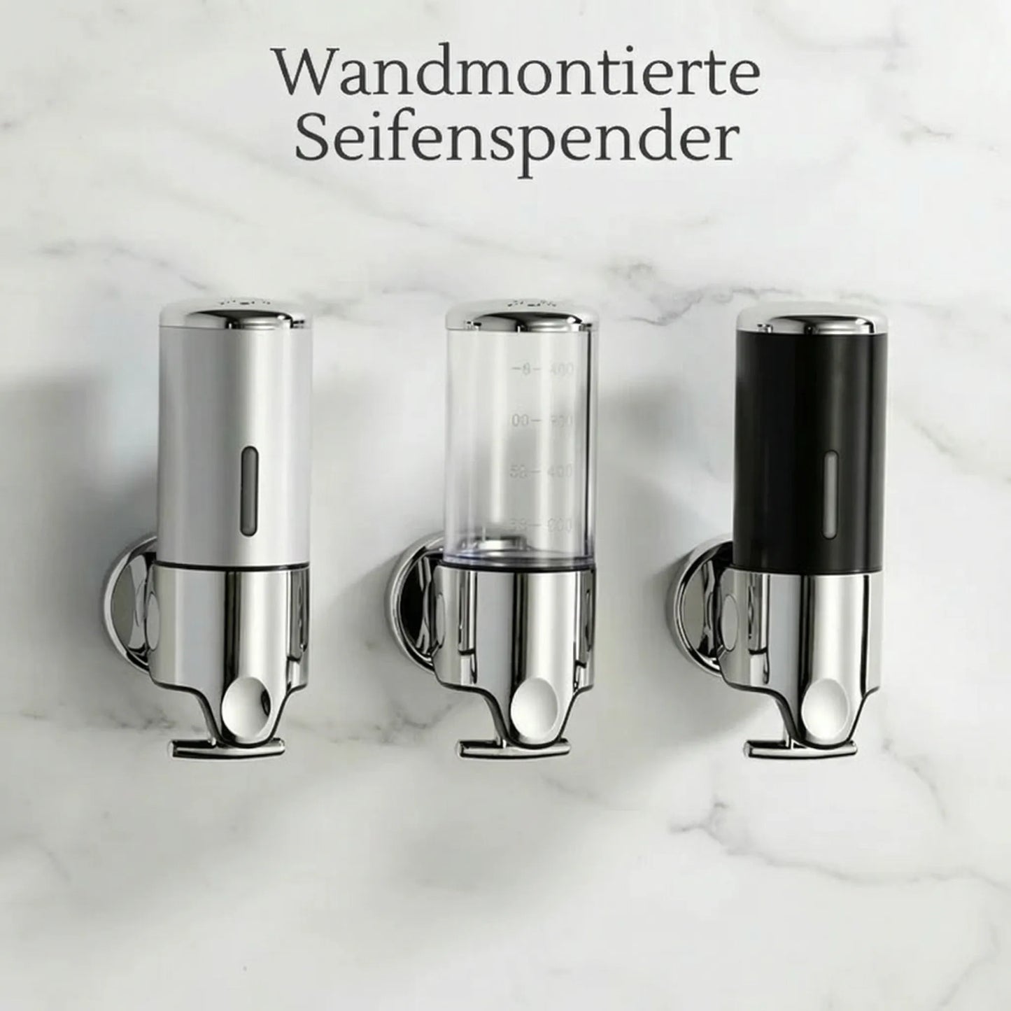 Wall-Mounted Soap Dispenser | Dish Soap Dispenser Set | Black, Silver & Transparent | SoapFlow