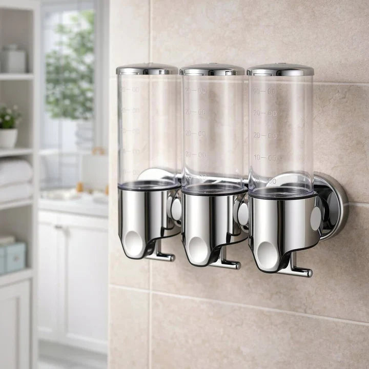 Wall-Mounted Soap Dispenser | Dish Soap Dispenser Set | Black, Silver & Transparent | SoapFlow